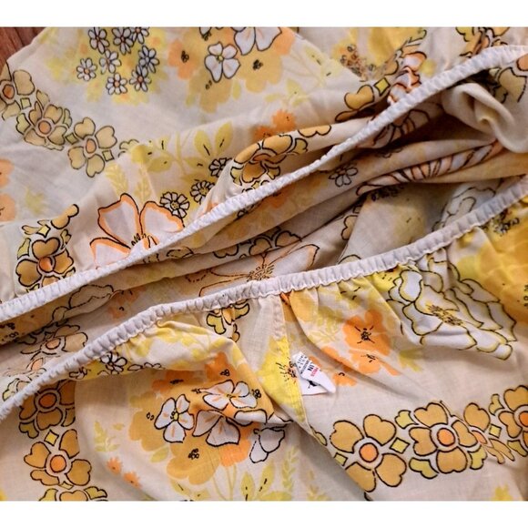 Ely & Walker Full Flat Sheet & Pillowcases Muslin Yellow Gold Floral Daisy - Picture 4 of 8